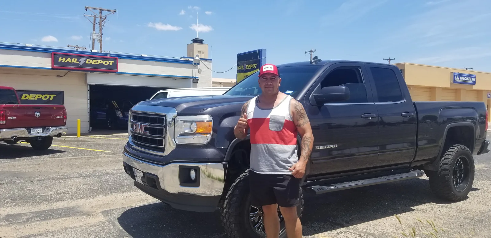 Hail Depot customer at Tulsa storefront